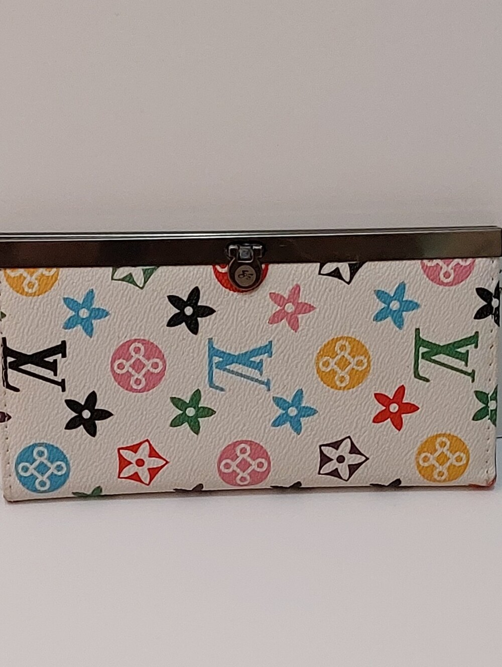 SALE  White Monogram Wallet With Multi-Colour Design